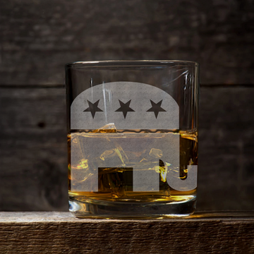 REPUBLICAN (GOP) EMBLEM Whiskey Glass
