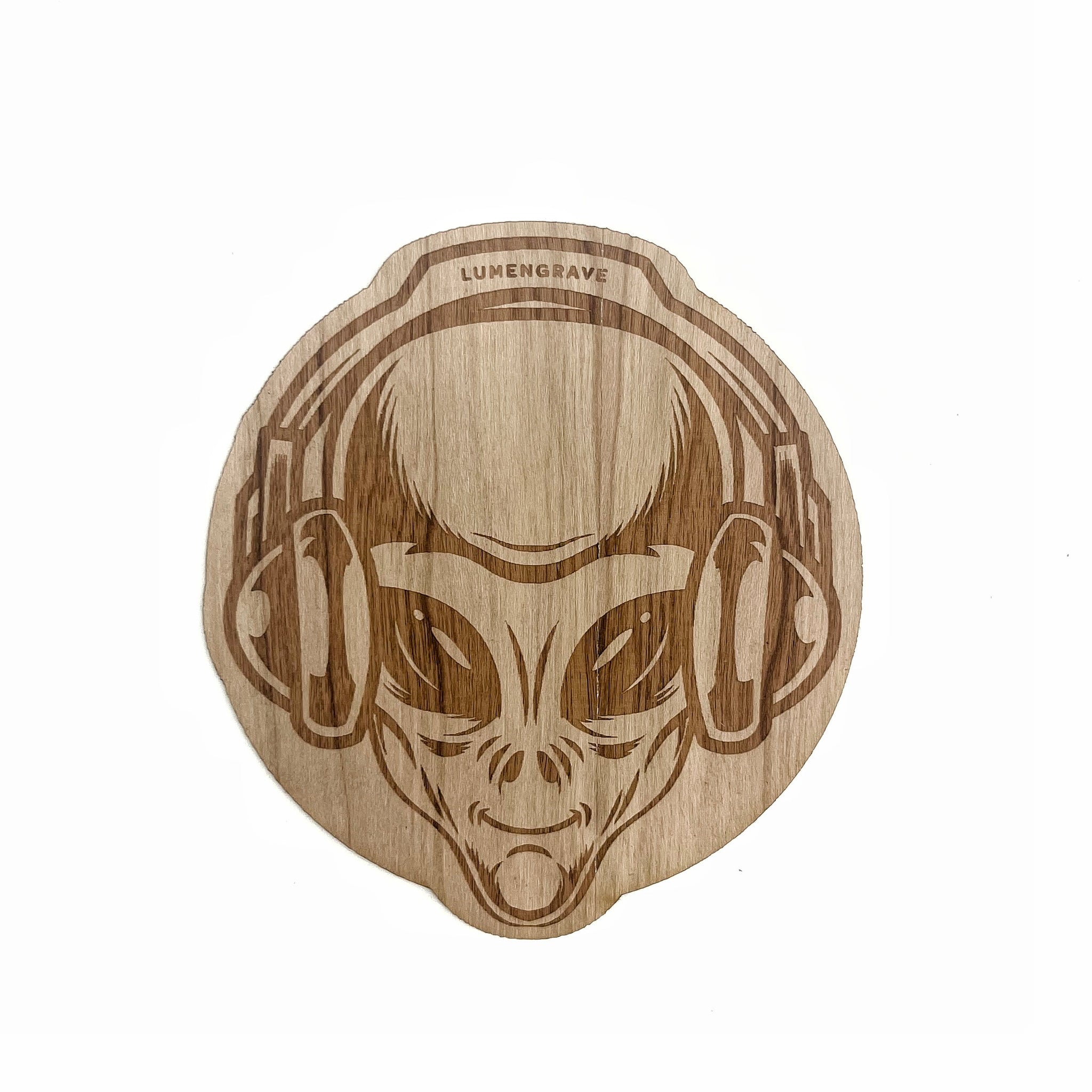 ALIEN HEADPHONES Wood Sticker