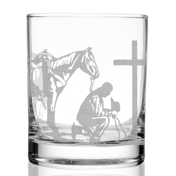COWBOY AT THE CROSS Whiskey Glass