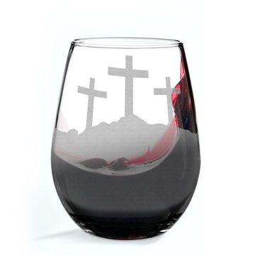 CROSSES AT CALVARY Wine Glass