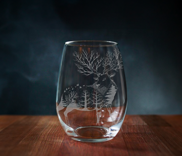 DEER DOUBLE EXPOSURE Wine Glass