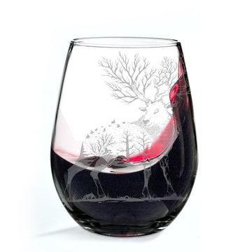 DEER DOUBLE EXPOSURE Wine Glass