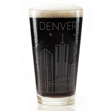 DENVER, CO SKYLINE Pint Glass