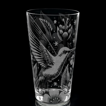 HUMMINGBIRD + FLOWERS Pint Glass