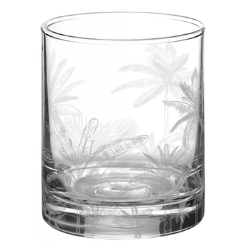 TROPICAL JUNGLE FLORA Whiskey Glass