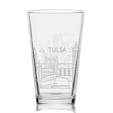 TULSA, OK SKYLINE Pint glass