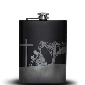 COWBOY AT THE CROSS Hip Flask